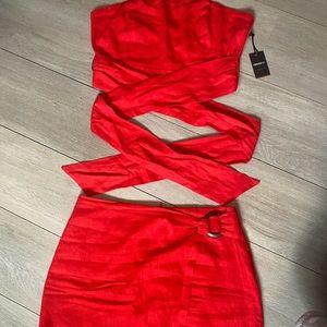 Forever 21 Linen two piece skort and tube top